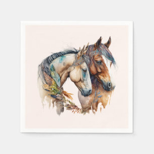 Two Beautiful Horses Western Boho Napkin