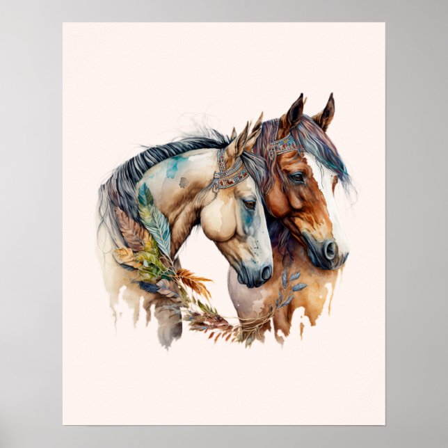 Two Beautiful Horses Western Boho Poster (Front)
