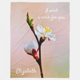Two Beautiful Japanese Apricot Flowers Fleece Blanket