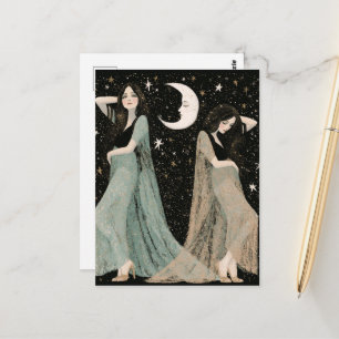 Two Beautiful Women Dancing in the Moonlight Postcard