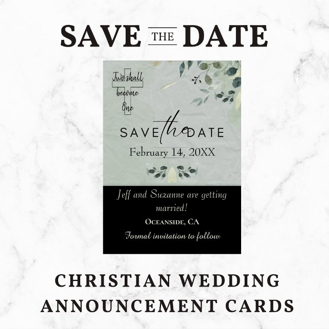 Two Become One Floral Christian Wedding Save The Date (Creator Uploaded)