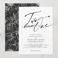 Two become One Modern Calligraphy black and white 