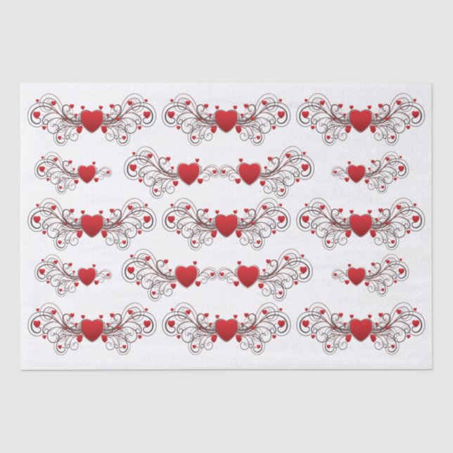 Two Become One Scrolled Hearts plain Tissue Paper (Front)