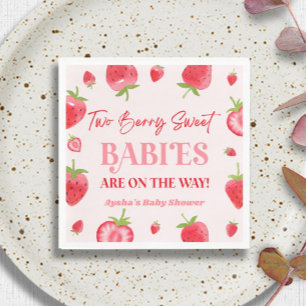 Two Berry Sweet Babies Strawberry Twin Baby Shower Napkin