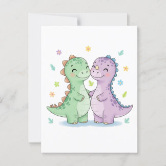 Two Best Friend Dinosaurs Postcard