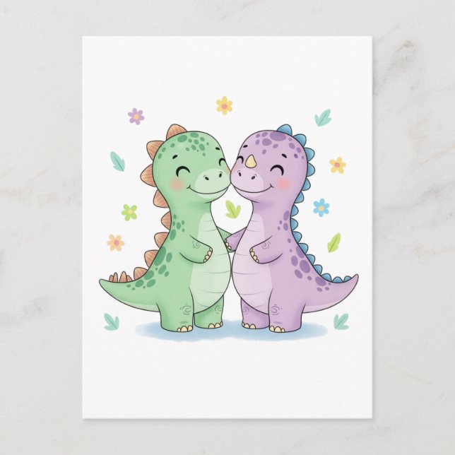 Two Best Friend Dinosaurs Postcard (Front)