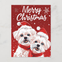 Two Bichon Frise Merry Christmas