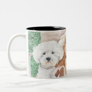 Two Bichons and a Friend on a Mug / Cup