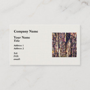 Two Birdhouses in the Autumn Woods Business Card