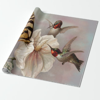 Two birds & Butterfly Shabby Chic Decoupage Wrapping Paper