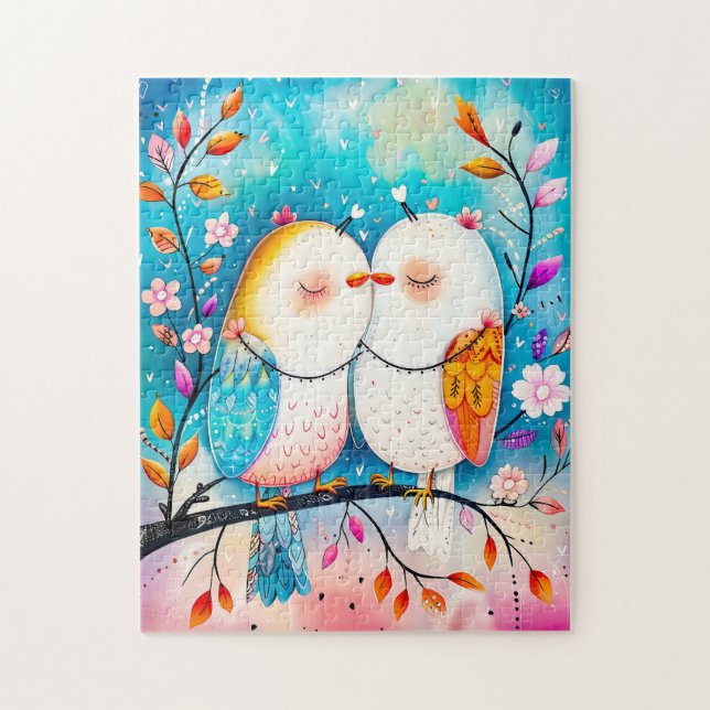 Two Birds in Love on a Branch Jigsaw Puzzle (Vertical)