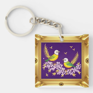 🕊️ Two Birds Ornate Gold Frame For Romantic Gift Key Ring