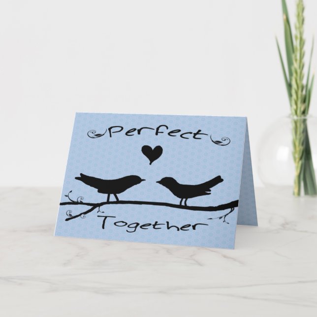 Two Birds Perfect Together Engagement Card (Front)