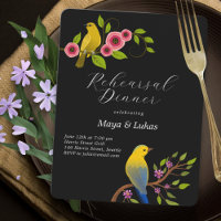 Two Birds Rehearsal Dinner Invitation