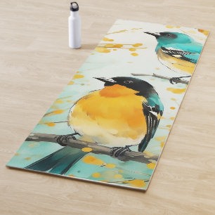 Two Birds Sitting on Tree Branch Yoga Mat