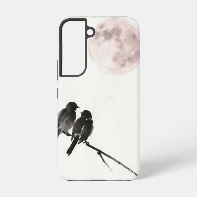 Two Birds Sumi-E | Blush Moon Samsung Galaxy S22 Case (Back)