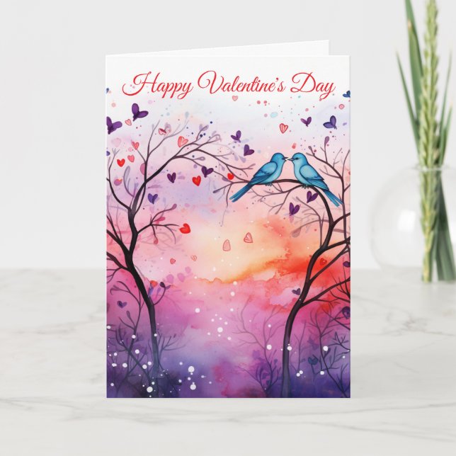 Two Birds Valentine Holiday Card (Front)
