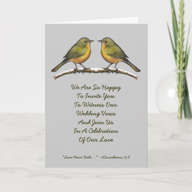 Two Birds: Winter Wedding Invitation (Front)