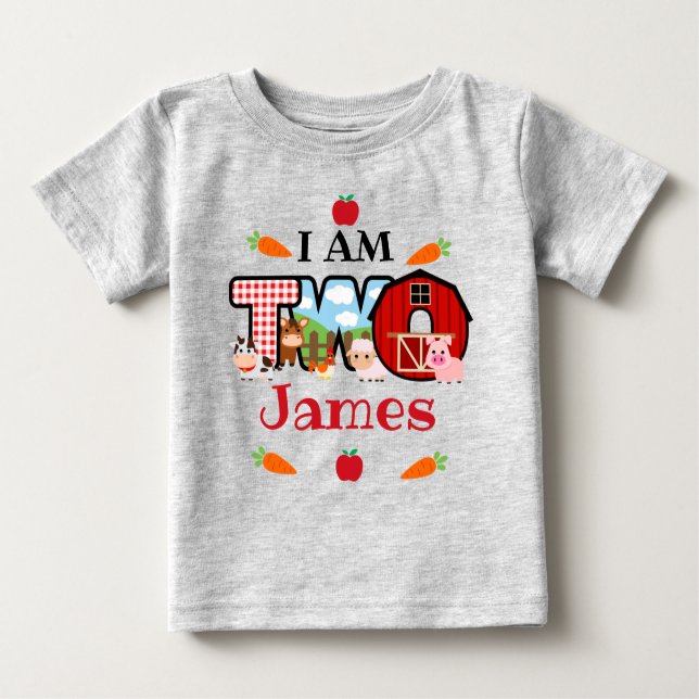 TWO Birthday Farm Animal | Barnyard Birthday Baby T-Shirt (Front)