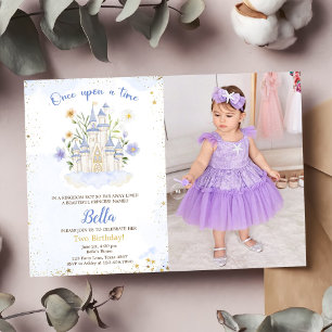 Two birthday party a Princess Castle Photo  Invitation