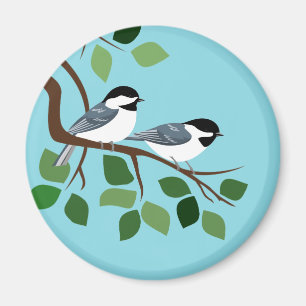 Two Black Capped Chickadees In Tree Magnet
