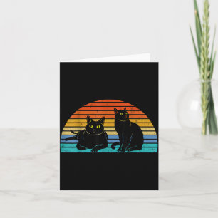 Two Black Cats Colourful Background Cat Lovers Card