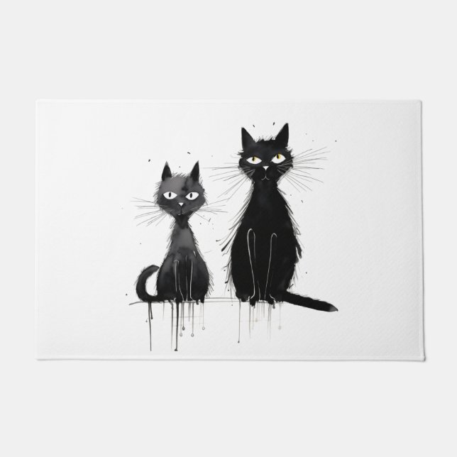 Two Black Cats Doormat (Front)