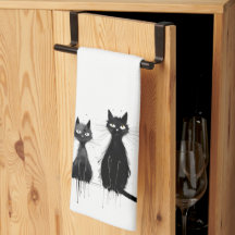 Two Black Cats Kitchen Towel