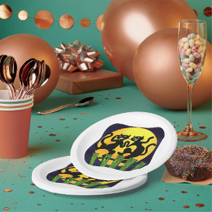 Two Black Cats Paper Plate