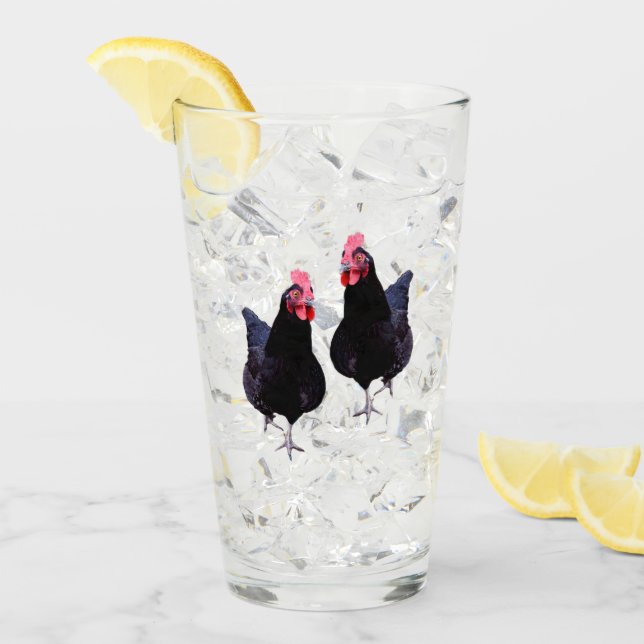 Two Black Funky Chickens, Glass (Front Ice)