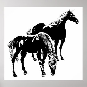 Two black horses poster