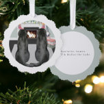 Two Black Labrador Retriever Christmas Tree Decoration Card<br><div class="desc">A Christmas Holiday Ornament Card with beautiful black labrador dogs sat in front of a holiday themed fireplace. Labrador retriever dogs Holiday decoration cards,  a unique wonderful alternative to a traditional card from Ricaso - add your own text</div>