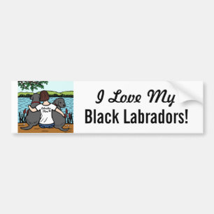 Two Black Labradors and Mum Bumper Sticker