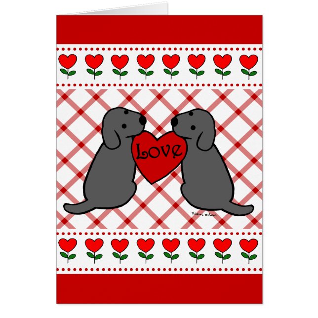 Two Black Labradors with Love Cartoon (Front)