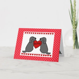 Two Black Labradors with Love Cartoon Holiday Card