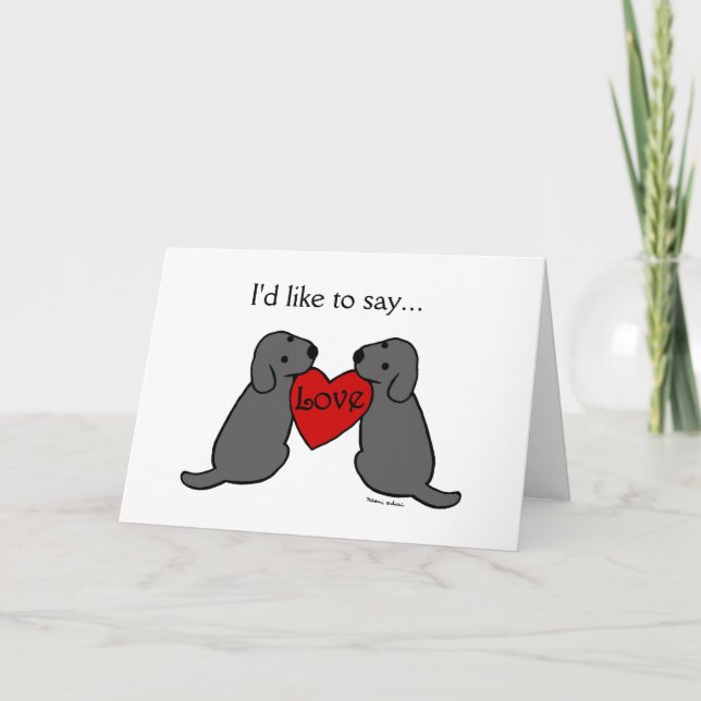 Two Black Labradors with Love Thank You Card (Front)