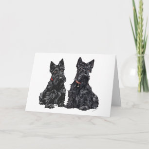 Two Black Scottish Terriers Card