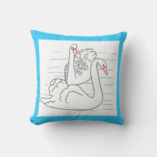 Two Black Swans Drawing Custom Pillows