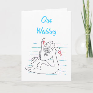 Two Black Swans Drawing Wedding Invitation Cards