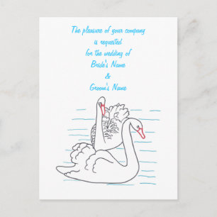 Two Black Swans Drawing Wedding Invite Postcards