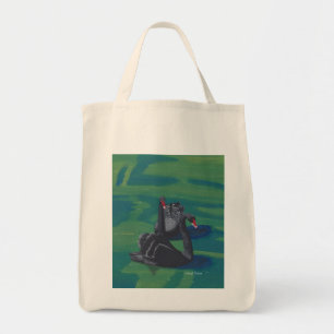 Two Black Swans  on Water Painting Tote Bags