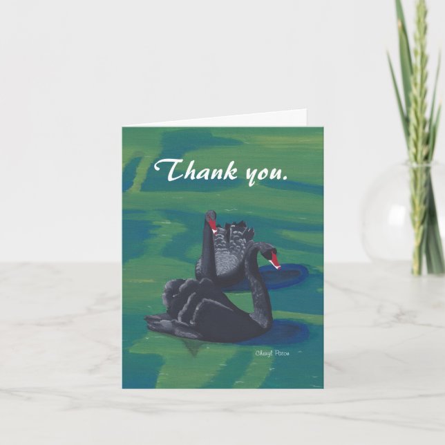 Two Black Swans Swimming Thank You Cards (Front)