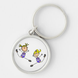Two Blonde Girl Gymnast Tshirts and Gifts Key Ring
