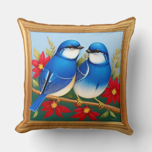 🐦 Two Blue Birds Throw Pillow Nature Decor 🌿✨