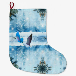 Two Blue Christmas Geese Stockings