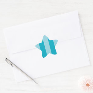 Two Blue Hues Striped Star Sticker