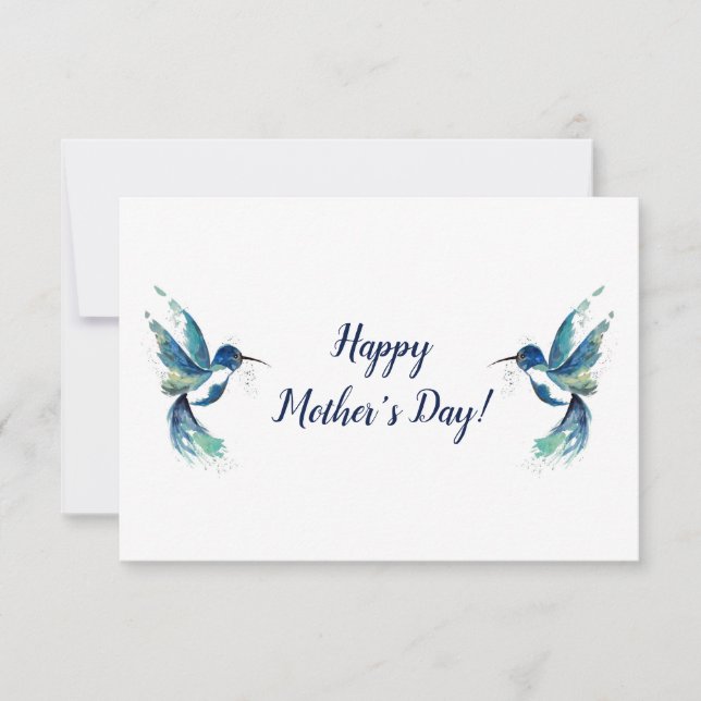 Two Blue Hummingbirds Mother's Day Card (Front)