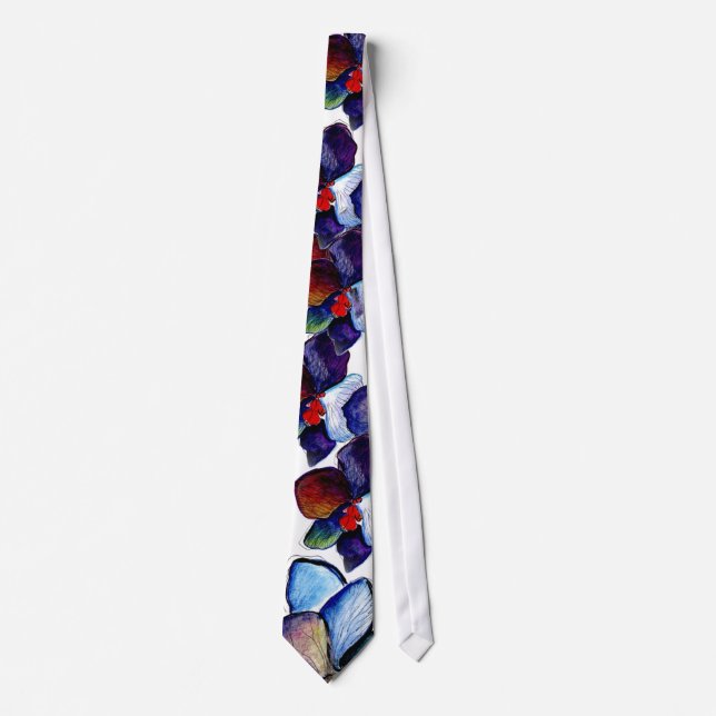 Two Blue Orchid Tie with White background (Front)
