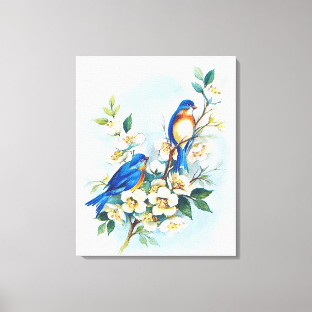 Two Bluebirds Canvas Print (Front)