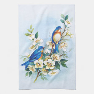 Two Bluebirds Tea Towel
